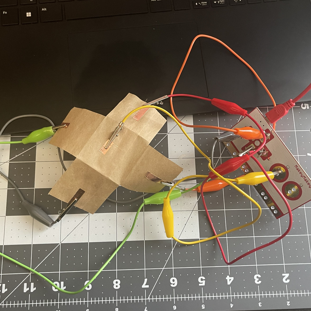 This is the hookup for makey makey and the dance floor. The hook up was pretty easy to do all I was testing was how well the prototype hooked up. I was looking at the placement of the clips and seeing if it works.