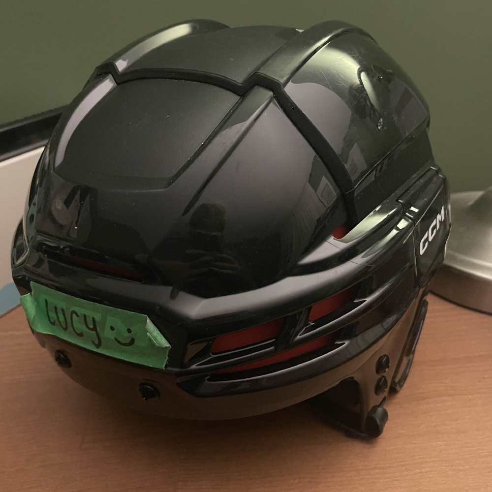 My roller derby helmet is something I use for my weekly practices. One warm up exercise we do is we tap and press on our helments, I tried to mimic and exaggerate the sound we all collectively make when we do this. 