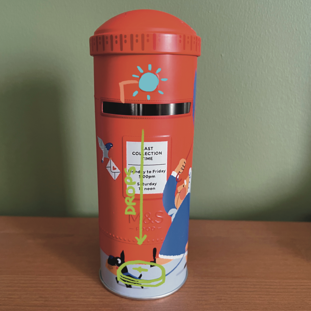 This is the main idea I had for the tin. User drops battery. Light goes on.